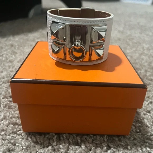 Authentic Hermes Collier De Chien White leather Bracelet! - Picture 1 of 3